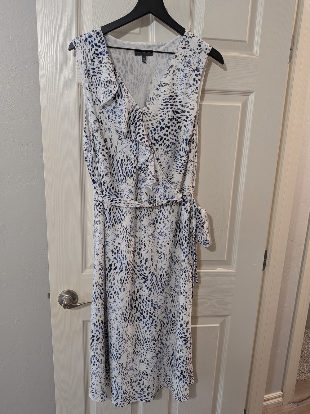 The Limited White Dress with Blue Abstract Print